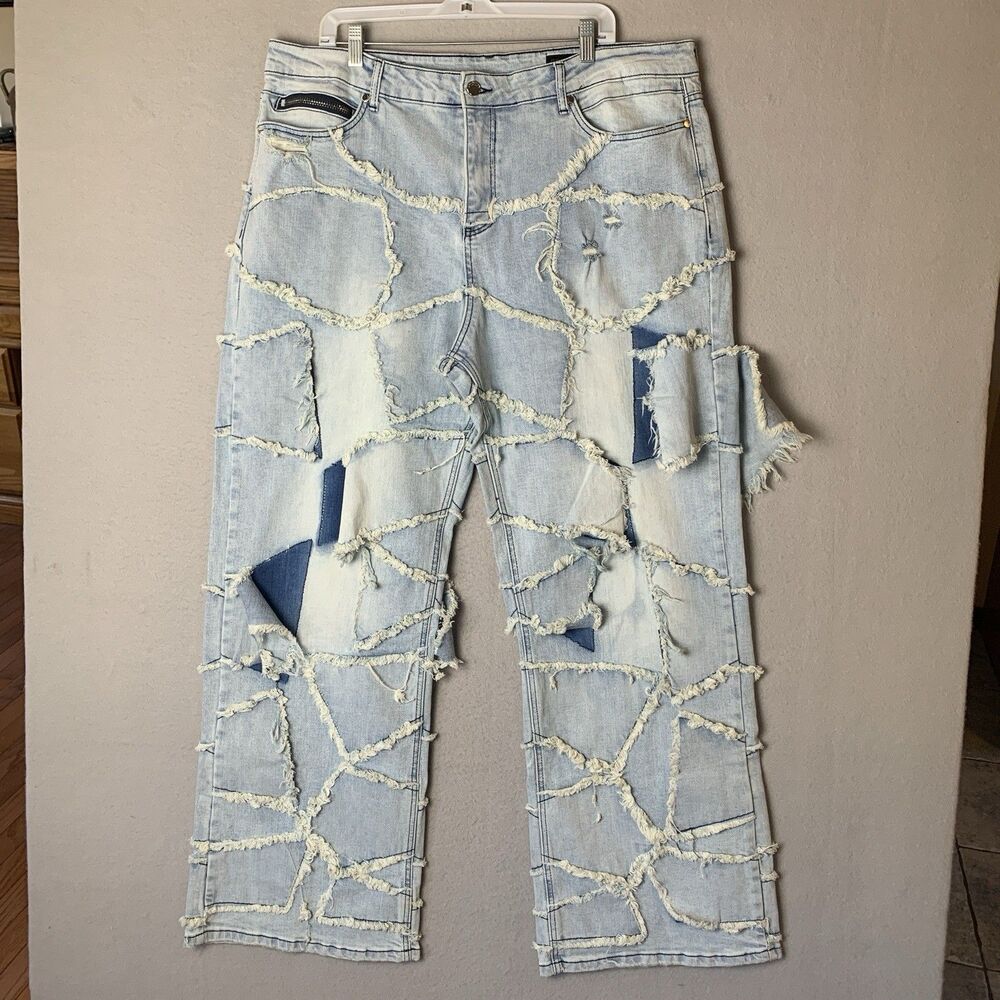 Rockstar Original Mens Jean Blue Size 40 Jacomus Baggy Distressed Grunge Skater